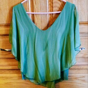 Studio 1940 Vintage Flowy Silky Sage Green Sleeveless Light & Airy Blouse
